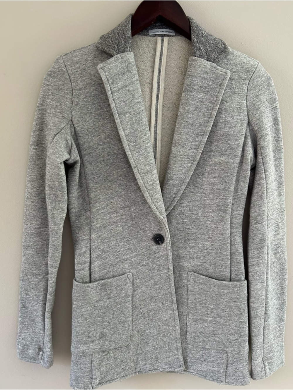 James Perse Heather Gray Single-Button Knit Blazer Size 1